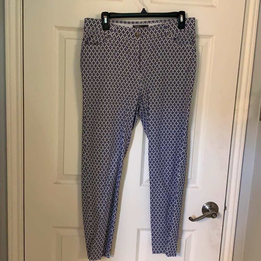 Blue and white printed pants